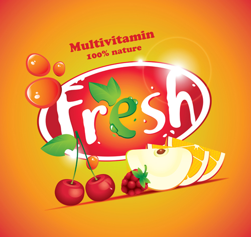 Fresh juice poster design vectors material 07 Fresh juice poster design vectors material 07