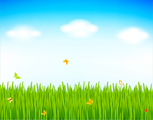 Grass with blue sky spring vectors 08 Grass with blue sky spring vectors 08
