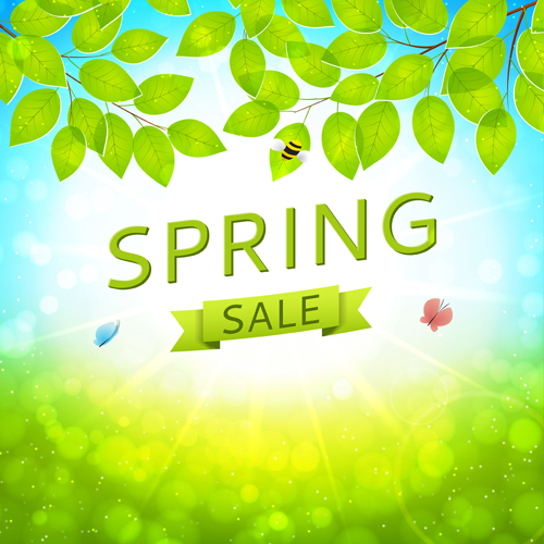 Green spring sale background vector 03 Green spring sale background vector 03