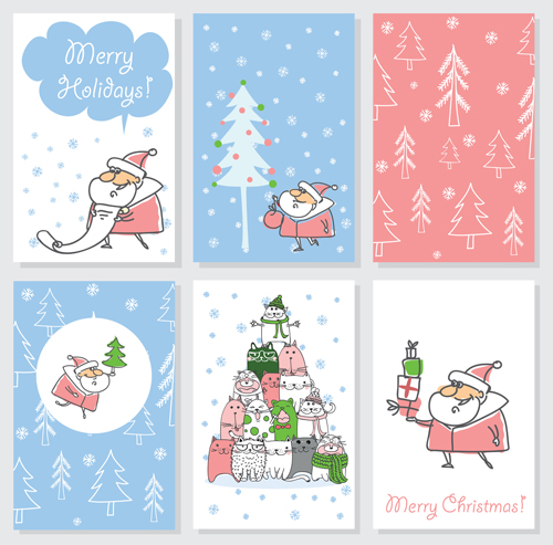 Hand drawn 2016 christmas cards vectors 04