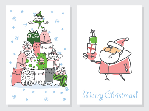 Hand drawn 2016 christmas cards vectors 05 Hand drawn 2016 christmas cards vectors 05