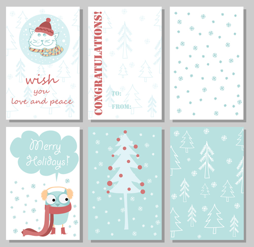 Hand drawn 2016 christmas cards vectors 06