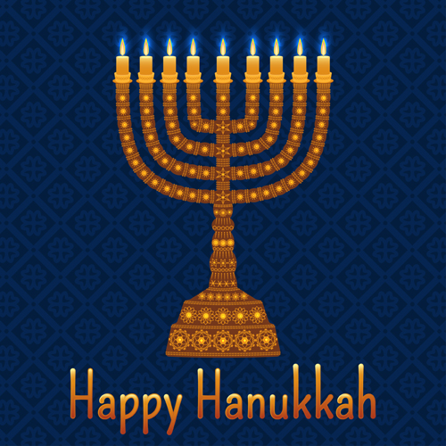 happy Hanukkah candle background 