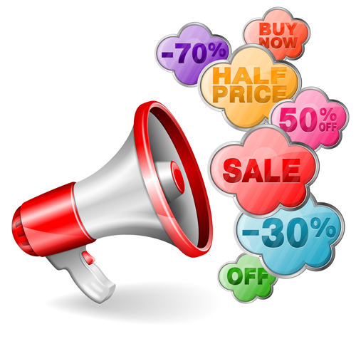 Red megaphone with sale cloud vecot Red megaphone with sale cloud vecot