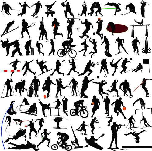 Set of sports people silhouette vector 01 Set of sports people silhouette vector 01