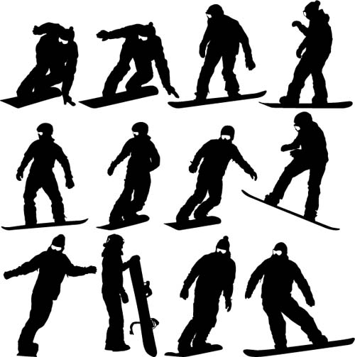 Skiing sport people silhouetter vector 01 Skiing sport people silhouetter vector 01