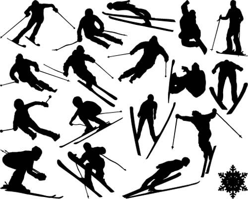 sport skiing silhouetter people 