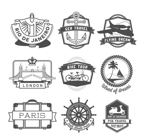 Vintage labels travel vector set Vintage labels travel vector set