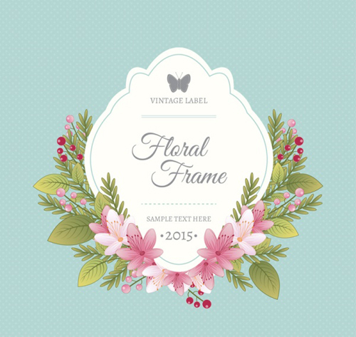 vintage labels frame floral 
