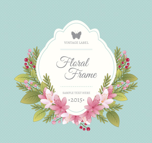 Vintage labels with floral frame vector Vintage labels with floral frame vector