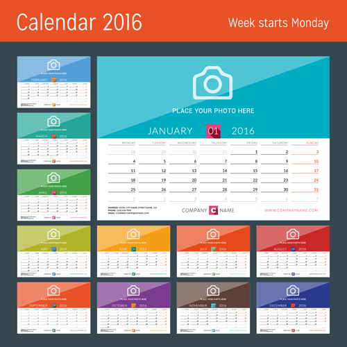 2016 New year desk calendar vector material 45 2016 New year desk calendar vector material 45