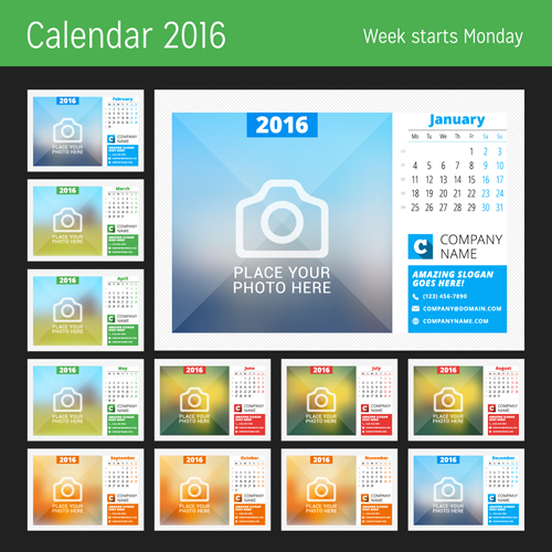 2016 New year desk calendar vector material 47 2016 New year desk calendar vector material 47