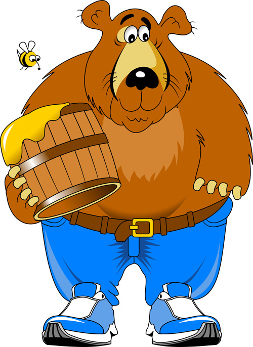 Bear and honey vector material Bear and honey vector material