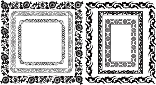 Black floral frame retor styles vector 01 Black floral frame retor styles vector 01