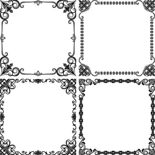 Black floral frame retor styles vector 02 Black floral frame retor styles vector 02