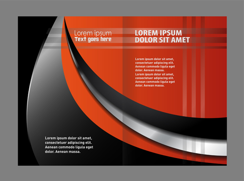 Black with red brochure cover template vector 03
