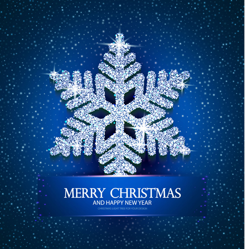Blue christmas background with shiny snowflake vector Blue christmas background with shiny snowflake vector