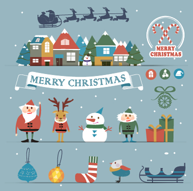 Cartoon style christmas with new year background 02 Cartoon style christmas with new year background 02