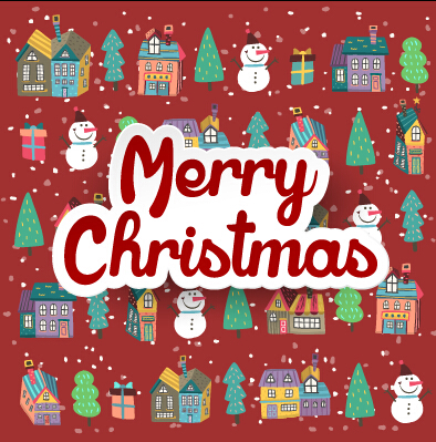 Cartoon style christmas with new year background 03 Cartoon style christmas with new year background 03
