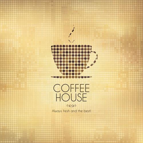 Cup coffee with round dot vector background Cup coffee with round dot vector background