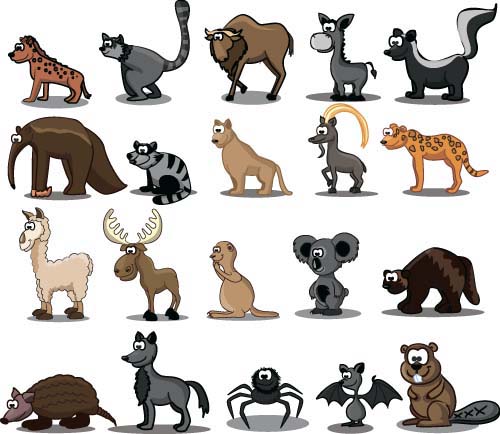 Cute wild animal cartoon style vector 02