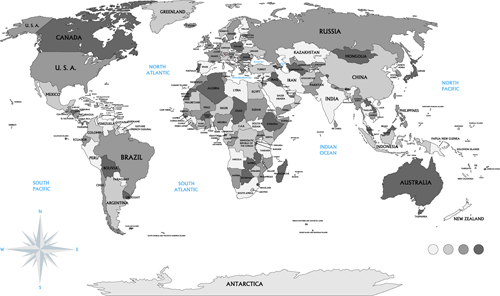 Detailed world map design vector material 02 Detailed world map design vector material 02