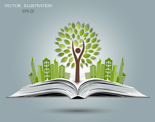 Ecology with book concepts template vector 03 Ecology with book concepts template vector 03