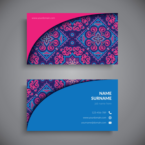 Ethnic pattern with business cards vector 04 Ethnic pattern with business cards vector 04