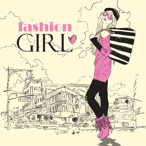 Fashion Girl elements vector set 02