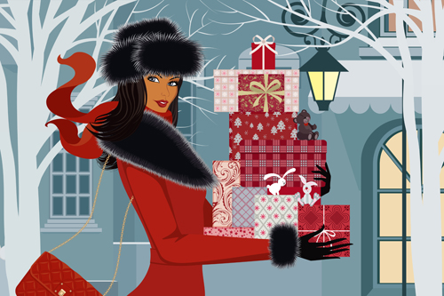Fashion shopping girls vector background 01 Fashion shopping girls vector background 01