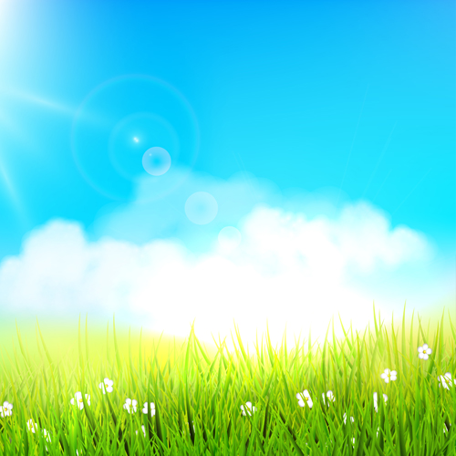 Grass with blue sky spring vectors 03 Grass with blue sky spring vectors 03