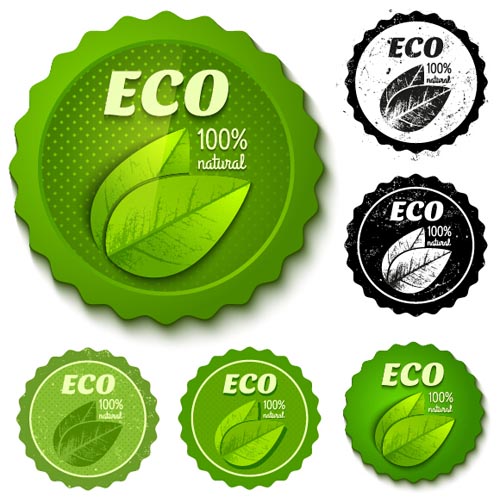 Green and black Eco badges vector Green and black Eco badges vector
