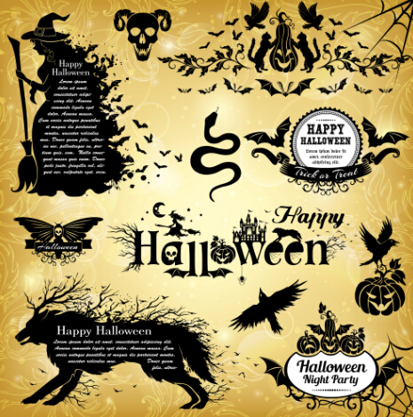 Halloween text frame with design elements vector 02 Halloween text frame with design elements vector 02