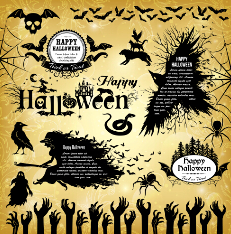 Halloween text frame with design elements vector 03 Halloween text frame with design elements vector 03