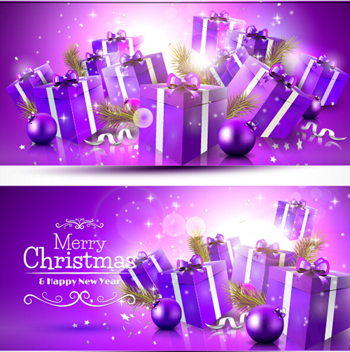 purple gift christmas Boxs banners 