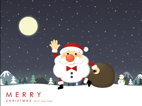 Santa with christmas gift vector material Santa with christmas gift vector material