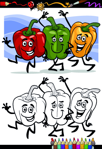 Funny Cartoon Vegetables vector 01 Funny Cartoon Vegetables vector 01