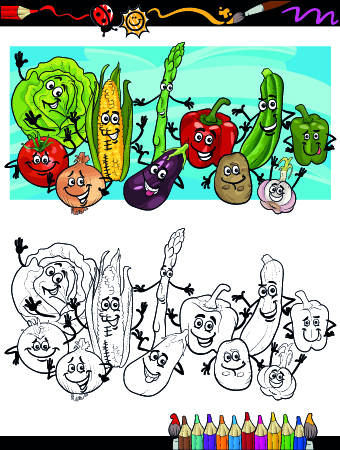 Funny Cartoon Vegetables vector 02 Funny Cartoon Vegetables vector 02