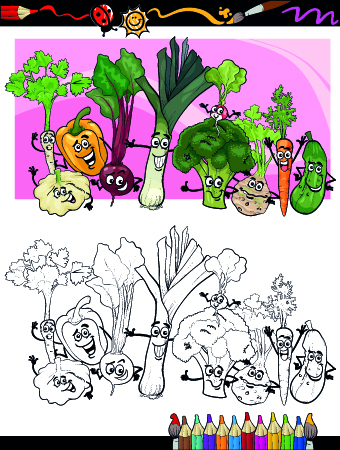 Funny Cartoon Vegetables vector 03 Funny Cartoon Vegetables vector 03