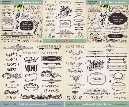 Antique decorative patterns of flowers vector Antique decorative patterns of flowers vector