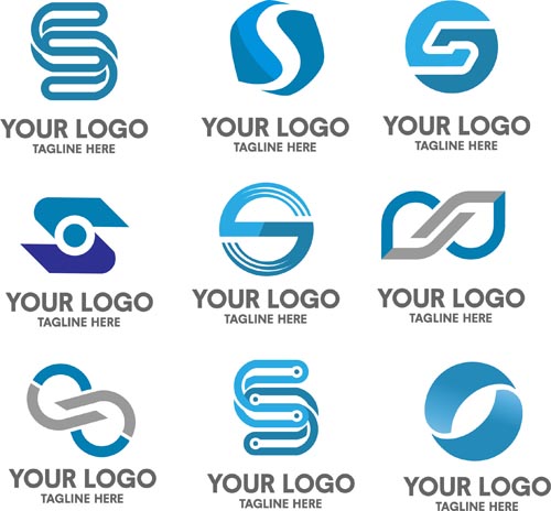 Blue styles company logos vectors set 02 Blue styles company logos vectors set 02
