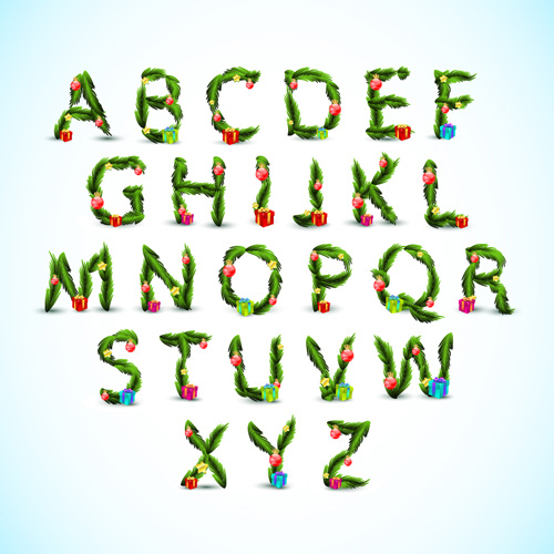 Christmas green alphabets vectors 01 Christmas green alphabets vectors 01
