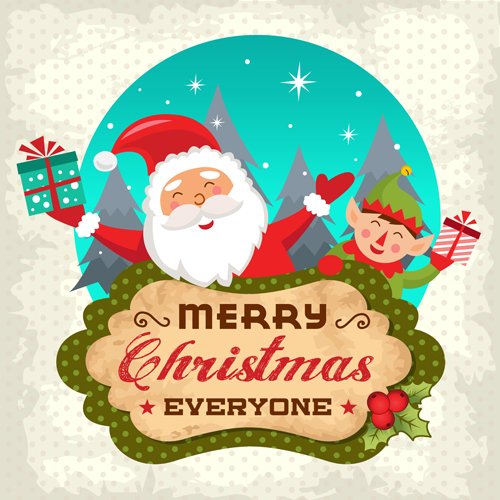 Christmas labels with santa vintage vector Christmas labels with santa vintage vector