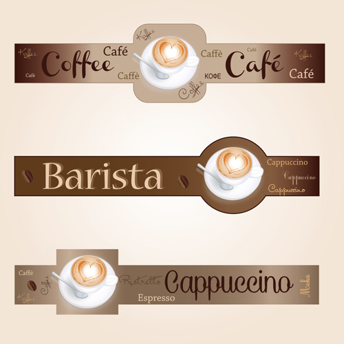 Coffee with cafe art banners vector 03 Coffee with cafe art banners vector 03