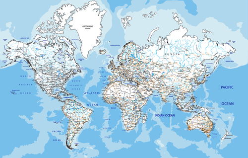 Detailed world map design vector material 01 Detailed world map design vector material 01