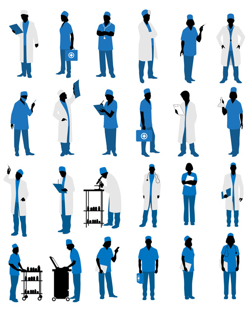 Doctors silhouetter design set 05 Doctors silhouetter design set 05