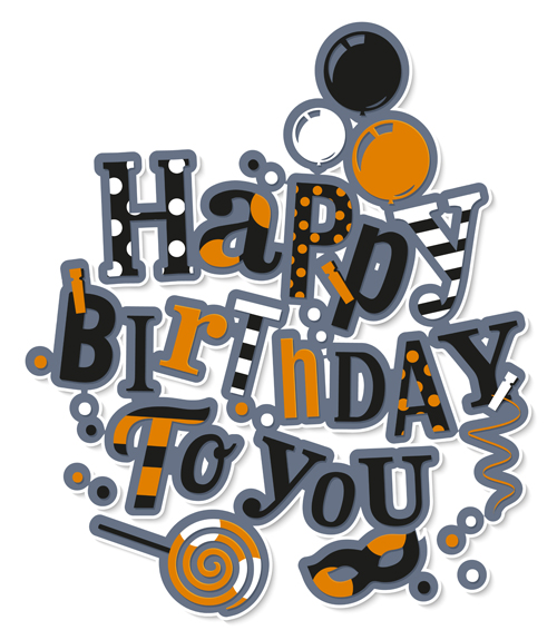 Floral happy birthday text design vector 03