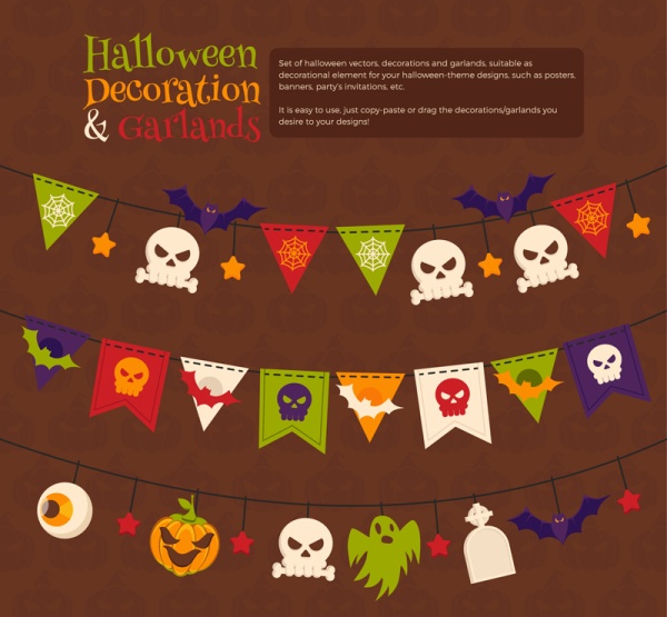 Hallowwen flag vintage vector Hallowwen flag vintage vector