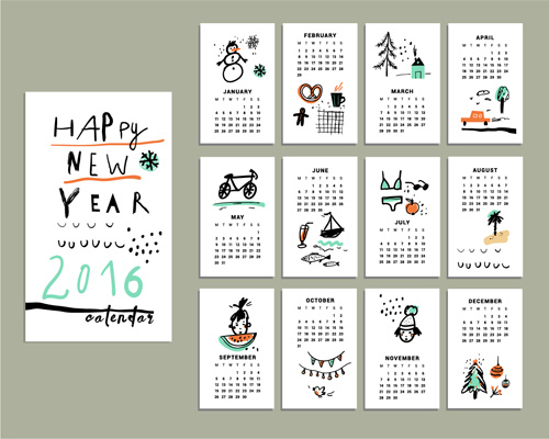 hand drawn creative calendars 2016 