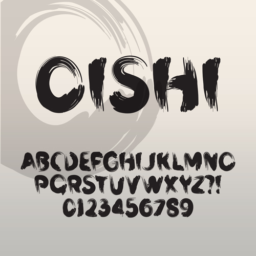 Ink alphabet with numbers hand drawn vector 02 Ink alphabet with numbers hand drawn vector 02